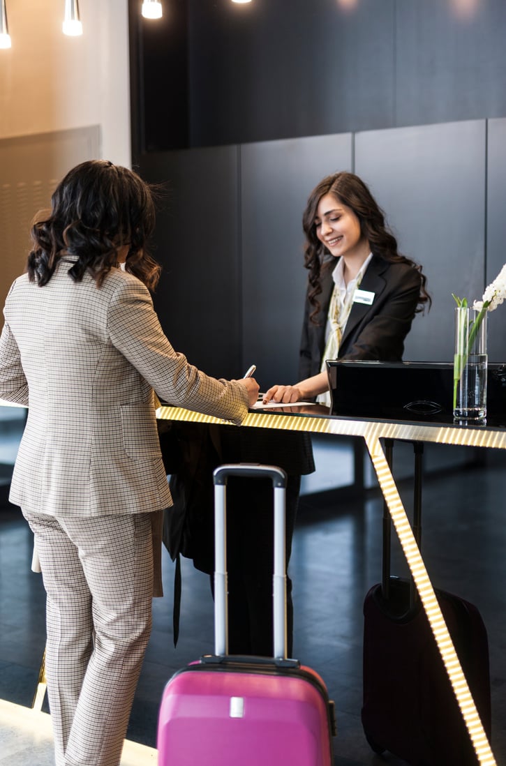 Hotel guest checking in hotel